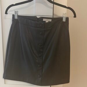 LOFT Black Faux Leather Mini Skirt